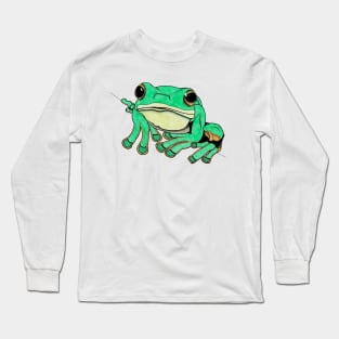 Green tree frog illustration Long Sleeve T-Shirt